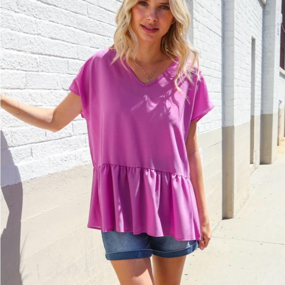 Haptic’s Boutique Brand Women’s Lavender VNECK Dolman Woven Blouse Size Small